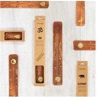 Myga Wooden Incense Holder - Handmade Stick Burner made of Natural Elm Wood - Ash Catcher ideal for Meditation, Aromatherapy and Yoga - Great for Home Décor, Office and Gifting - Elephant