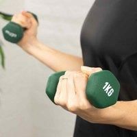 Myga Hex Dumbbell - Single Weight Perfect for Core Strength and Fitness Exercises, Aerobics and Training - Neoprene Cast Iron, Ideal for Home, Gym and Studio - Sold as Singles, 1kg