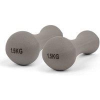 Phoenix Fitness 1.5KG Grey Neoprene Pair Of Dumbbells - Dumbbell Weight for Home and Gym Fitness Exercise Workout Training for Arms and Hands - Ideal for Pilates, Yoga and Gym Classes