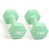 MYGA Hex Dumbbells - Pair of Neoprene & Cast Iron Hexagonal Dumbbell Hand Weights for Women and Men at Home & Gym - Weight: 2 kg
