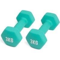 MYGA Hex Dumbbells - Pair of Neoprene & Cast Iron Hexagonal Dumbbell Hand Weights for Women and Men at Home & Gym - Weight: 3 kg