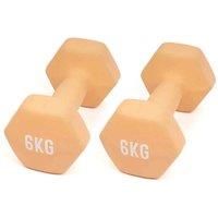 MYGA Hex Dumbbells - Pair of Neoprene & Cast Iron Hexagonal Dumbbell Hand Weights for Women and Men at Home & Gym - Weight: 6 kg