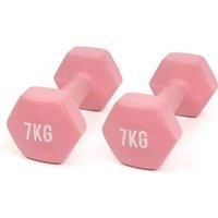 MYGA Hex Dumbbells - Pair of Neoprene & Cast Iron Hexagonal Dumbbell Hand Weights for Women and Men at Home & Gym - Weight: 7 kg