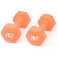 MYGA Hex Dumbbells - Pair of Neoprene & Cast Iron Hexagonal Dumbbell Hand Weights for Women and Men at Home & Gym - Weight: 8 kg