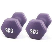 MYGA Hex Dumbbells - Pair of Neoprene & Cast Iron Hexagonal Dumbbell Hand Weights for Women and Men at Home & Gym - Weight: 9 kg