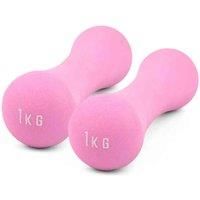 Phoenix Fitness Dumbbells - Pair of Neoprene Hand and Arm Weights for Exercise, Aerobics, Workout and Training - Ideal for Home, Gym and Studio - SOLD AS PAIRS, Pink, 1kg