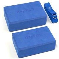 Yoga Blocks & Strap Set - 2 High Density Foam Bricks and Belt - Choice of Colour