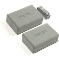 Yoga Blocks & Strap Set - 2 High Density Foam Bricks and Belt - Choice of Colour