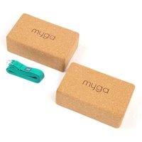 Myga Cork Yoga Blocks & Strap Set - Black