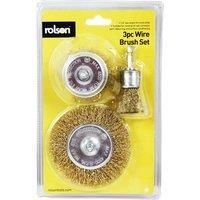 Rolson 3Pc 1/4" Hex Shank Wire Brush Set