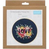 Trimits Embroidery Hoop Kits - 15cm 6” Beginner Starter Set, Includes Bamboo Hoop Threads Cloth Needle Backing & Instructions, Love