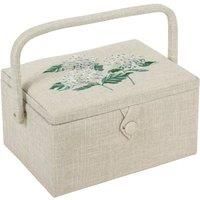 Hobby Gift Medium Embroidered Sewing Craft Storage Box, Hydrangea, 18.5 x 25.5 x 14.5cm