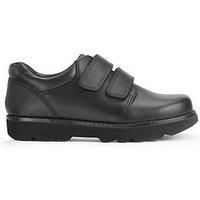 Start-Rite Parker Boys Black Leather Double Rip Tape Smart Rip Tape School Shoes