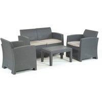 4 Seater Rattan Effect Furniture Set 4 Piece Garden Sofa Set Chairs Table