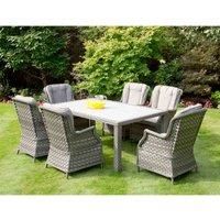 SunTime Portofino Aluminium Outdoor Dining Garden Collection 1.9m Grey Rattan With Polywood Table
