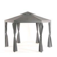 3.3m Steel Outdoor Hexagonal Wedding Marquee Gazebo Canopy Tent Grey PG01063