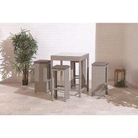 SunTime Cannes Outdoor Rattan Bar Set, Glass Top Bar Table with 4 Bar Stools - Grey
