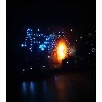 60 x 30cm Battery Operated Fibre Optic LED Christmas Wall Art with Santa Cottage Scene