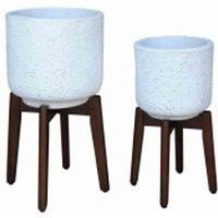 Suntime Fibre Cement Pots w/Acacia Leg