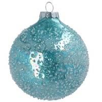 Gisela Graham Turquoise Soap Bubble Embossed Glass Bauble