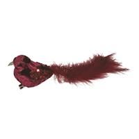 Gisela Graham Clip on Christmas Decoration Bird 20cm - Deep Red