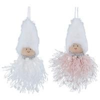 Gisela Graham 12cm Pom Pom Girl In Woolly Hat Decoration (Choice of 2)