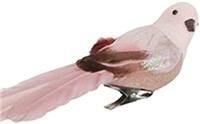 Gisela Graham Pink Feather Poly Bird on Clip Xmas Dec 24cm