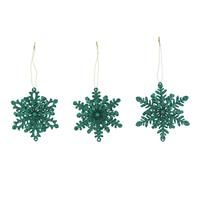 Gisela Graham Dark Green Tin Snowflake Tree Hanging Decorations (Set of 3)