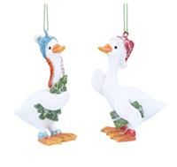 Gisela Graham 12 x Resin Goose w Hat/Tree/Parcel Dec, 2as