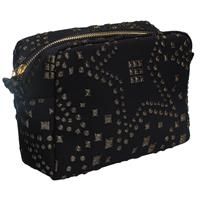 Gisela Graham 3 x Gold Star Stud Jacquard Cosmetic Pouch