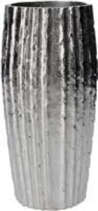 Gisela Graham 2 x Hammered Silver Metal Ribbed Dec. Vase