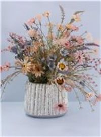 Gisela Graham 1 x Hammered Silver Metal Ribbed Dec. Pot Cover