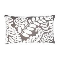 Gisela Graham 2 x Grey & White Crewel Work Rect. Cushion w Pad