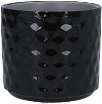 Gisela Graham 2 x Black Gloss Honeycomb Stoneware Pot Cover, Med
