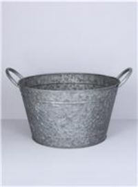 Gisela Graham 2 x Galvanised Metal Tub Bucket w Handle,