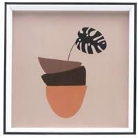 Gisela Graham 4 x Bowl & Monstera Blk. Framed Print, Square