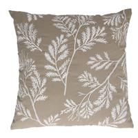 Gisela Graham 2 x Taupe Embroidered Fern Cushion w Pad