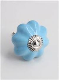 Gisela Graham 6 x Blue Ceramic Flower Knob