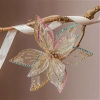 Gisela Graham Sheer Fabric Poinsettia Clip with Coloured Diamante Decoration