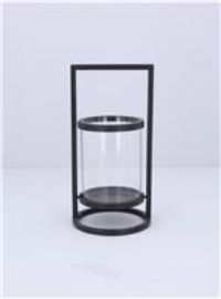 Gisela Graham 2 x Black Metal/Glass Lantern, Sml