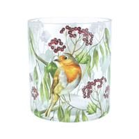 Gisela Graham 6 x Robin w Berries Glass Nite Lite Pot, Sml