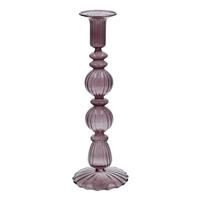 Gisela Graham 6 x Clear Aubergine Glass Candlestick, Med