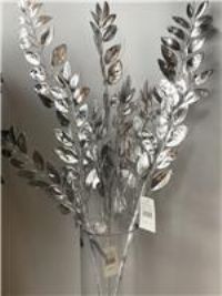 Gisela Graham 12 x Silver Glitter Leaf Branch