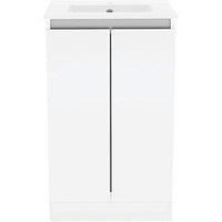 Newland 500mm Double Door Large Ceramic Basin Unit - White Gloss