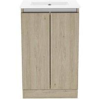 Newland 500mm Double Door Large Ceramic Basin Unit - Natural Oak