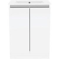 Newland 600mm Double Door Large Ceramic Basin Unit - White Gloss