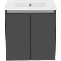 Newland 500mm Wall Hung Double Door Large Ceramic Basin Unit - Midnight Mist