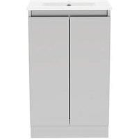 Newland 500mm Double Door Ceramic Basin Unit - Pearl Grey