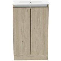 Newland 500mm Double Door Ceramic Basin Unit - Natural Oak