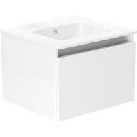 Newland 500mm Single Drawer Ceramic Basin Unit - White Gloss